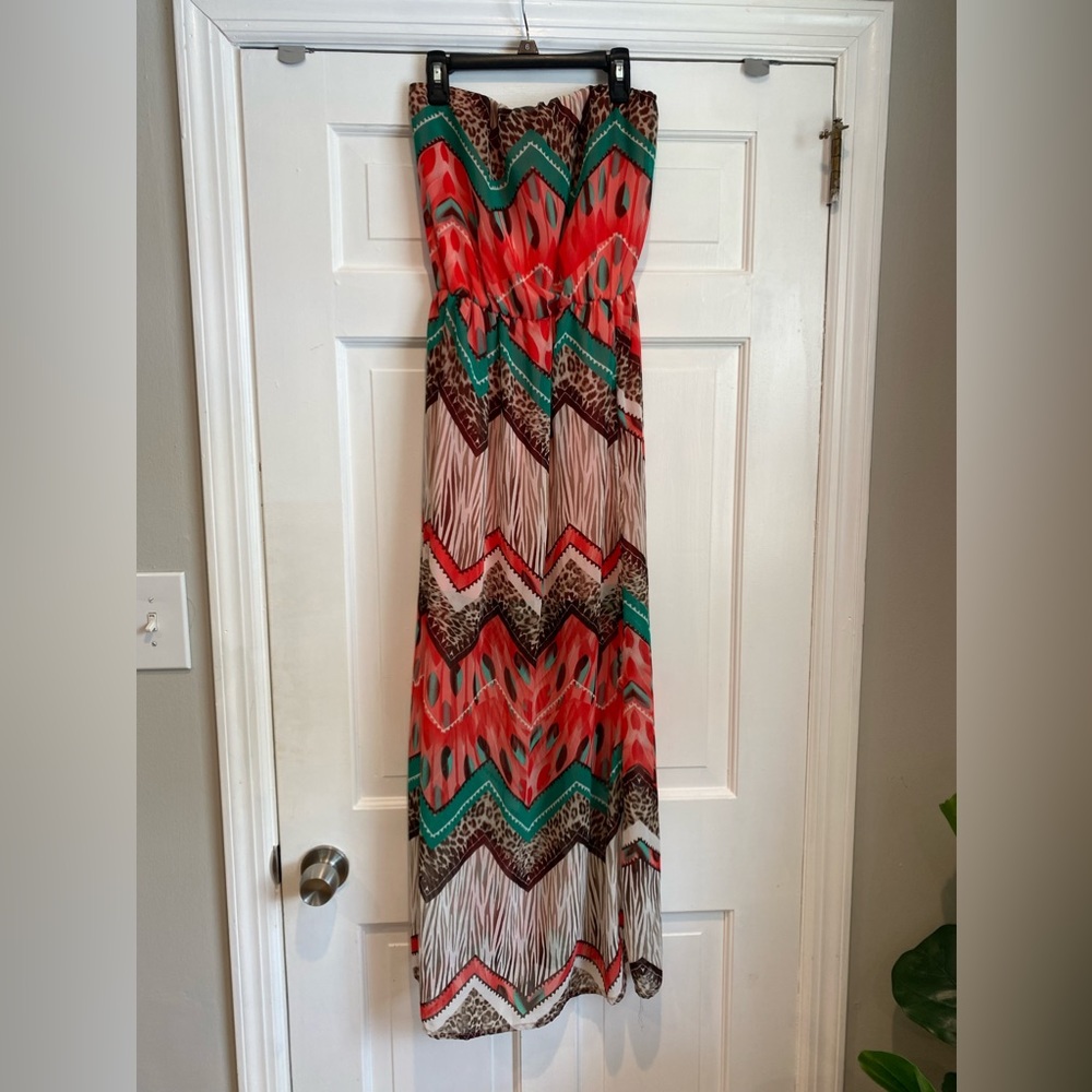 Animal Print Coral Maxi Dress